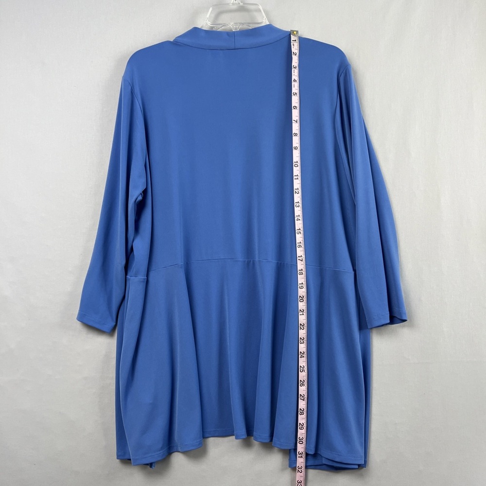 Susan Graver Open Front Duster Cardigan Womens Plus 1X Blue Stretch Relax Casual - Picture 6 of 12